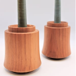 Pair of vintage teak candle holders - MCM teak vintage candle holders