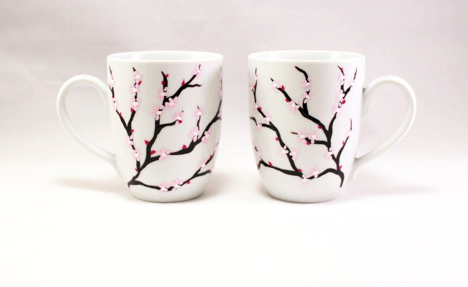 Cherry Blossom Painted Glass Mugs  Unique Glass Coffee Mugs – Jersey Art  Glass