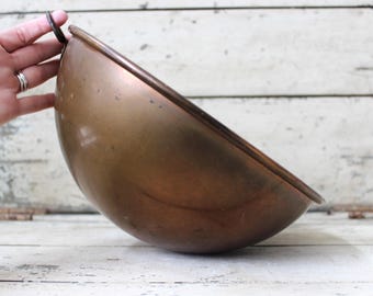 Antique Copper Mixing Bowl: English Kitchen Decor