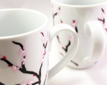Notrefly Flower Mug Cherry Blossom Coffee Mug,Pink Ceramic Tea Cup Gift For Mom Grandma Women And Girls,12oz