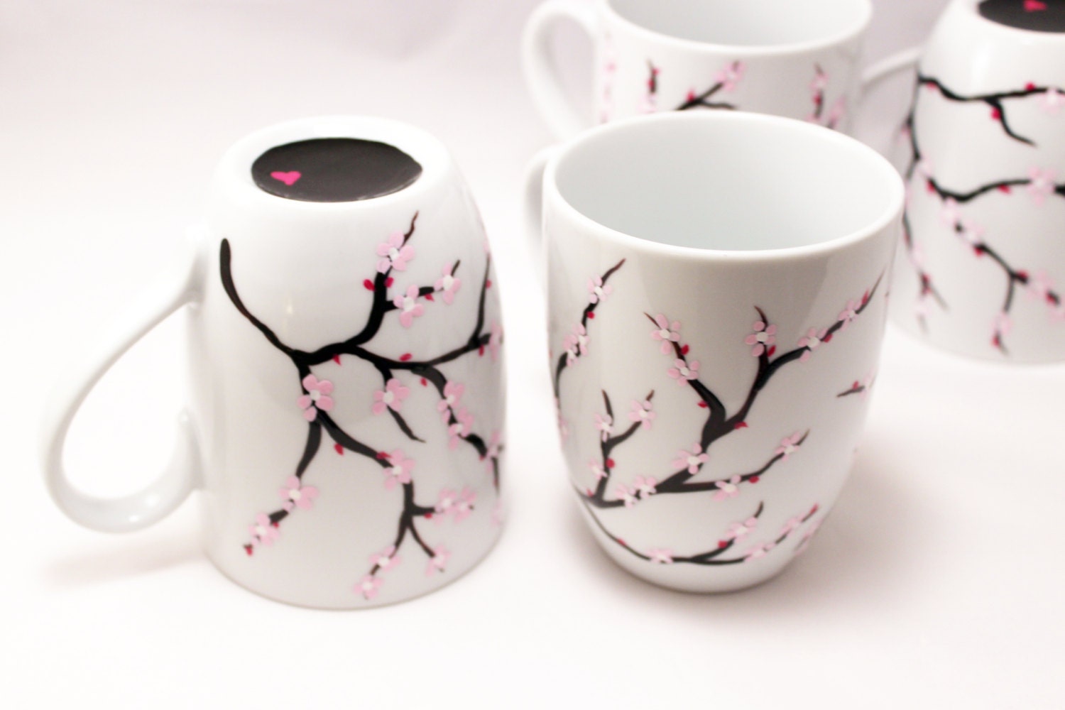 Cherry Blossom Painted Glass Mugs  Unique Glass Coffee Mugs – Jersey Art  Glass