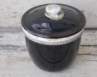 Vintage Pfaltzgraff canister, small brown drip glazed lidded pottery