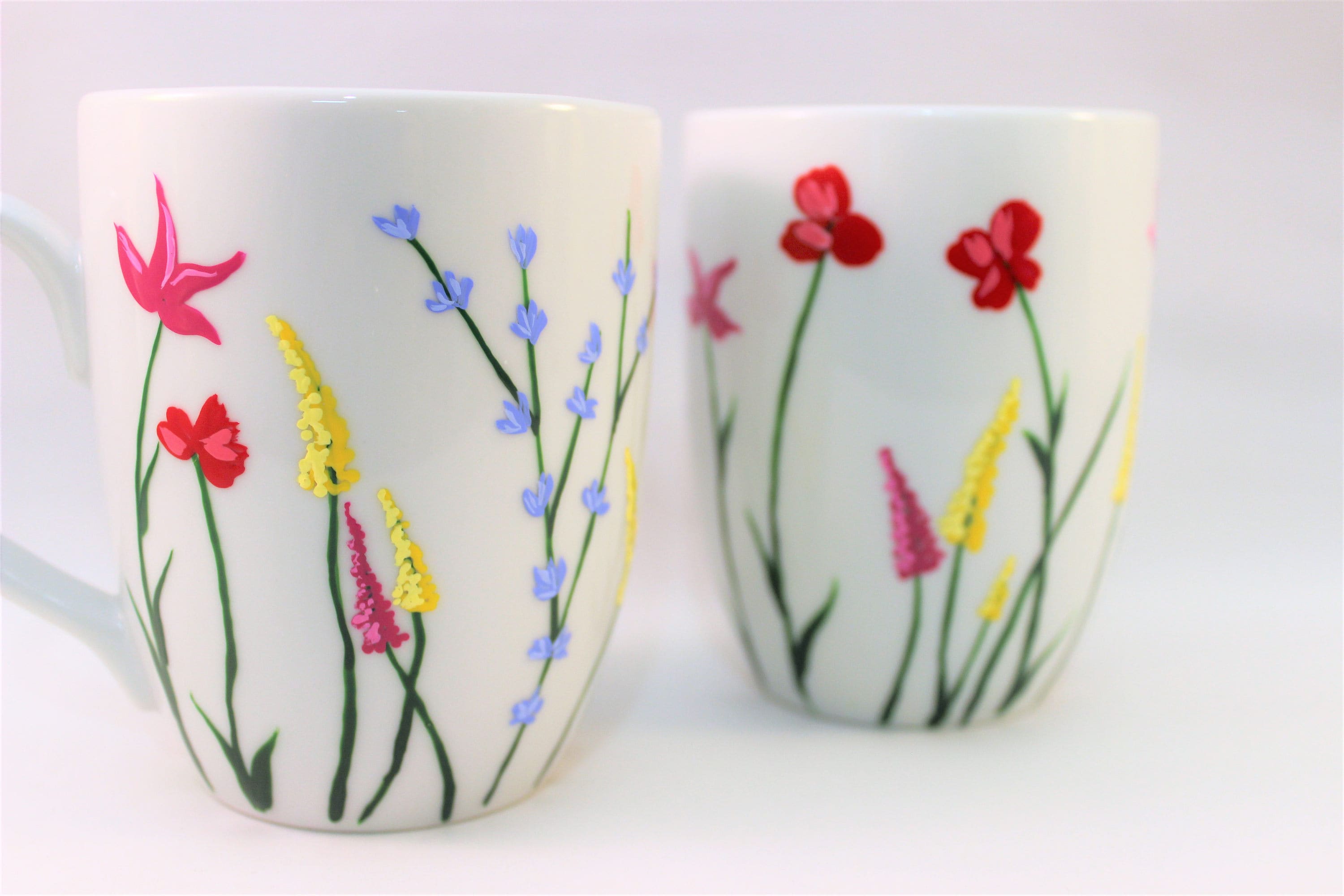 Ceramic Painted Floral Mugs