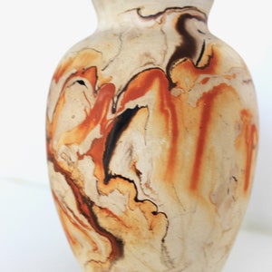 Vintage Nemadji pottery vase, orange and brown