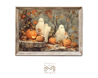 Fantasmas con calabazas, decoración de pared de Halloween 380