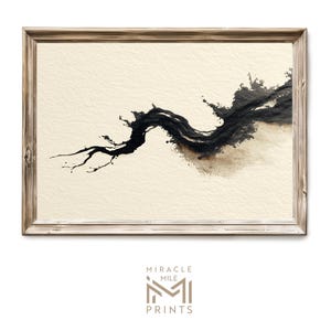 Minimalist Charcoal Abstract Wall Art, Modern Neutral Printable, Black Ink Texture Decor, Japandi Digital Download 214
