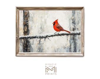 Vintage Red Cardinal Wall Art, Rustic Antique Bird Decor