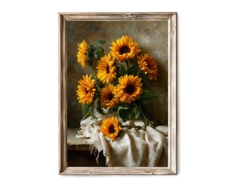 Sunflower Bouquet Botanical Wall Art, Rustic Floral Decor 25