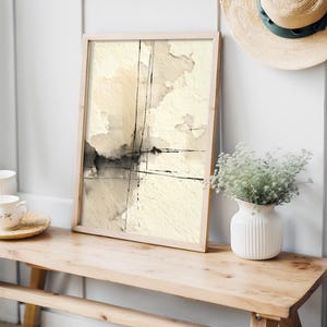 Vertical Abstract Ink Wash Wall Art, Neutral Minimalist Texture 156 image 7