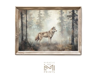 Vintage Wolf Wand Kunst rustikale Walddekor Geschenk