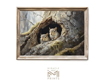 Vintage Baby Squirrel Wall Art Rustic Woodland