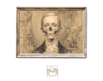 Victorian Skull Portrait Halloween Wall Art 371