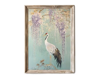 Chinoiserie Kran Wisteria Blumen Wandkunst