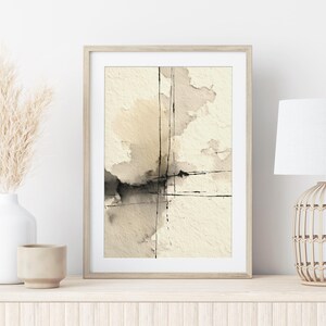 Vertical Abstract Ink Wash Wall Art, Neutral Minimalist Texture 156 image 6