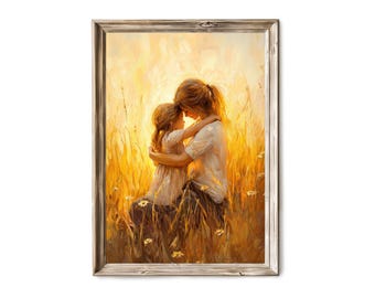 Déco murale mère et enfant fleurs sauvages pour chambre d'enfant