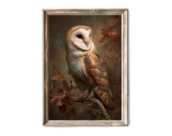 Rustikale Herbst Schleiereule Wand Kunst, Vintage Herbst Wildtier Dekor V 410