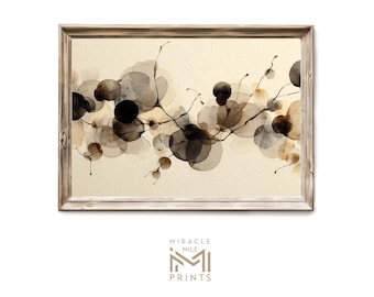 Ink Wash Abstract Wall Art, Modern Neutral Minimalist Decor 207