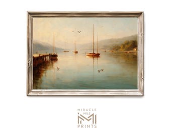 Quadro da parete con barca a vela in stile estivo, decorazione vintage per casa sul lago 111