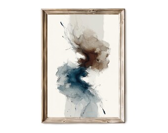 Minimalist Ink Wash Abstract Wall Art, Modern Japandi Decor 195