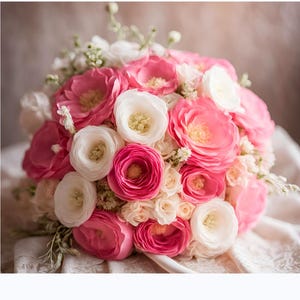 Ramo de novia  a pedido, personalizable. Creamos el ramo según tu elección.Las imágenes son solo una muestra. Contáctanos para crear Tu Ramo
