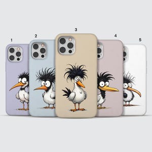 Funda para teléfono con diseño de pájaro blanco: diseño brillante de dibujos animados para iPhone 16 Pro Max, 15 Plus, 14, 13, 12, 11, XS y Samsung Ultra S25, S24, A55