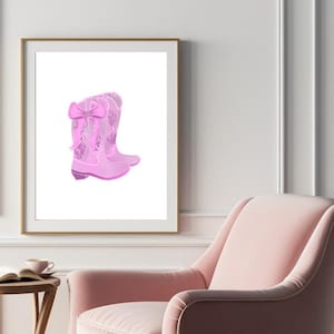 Pink Cowgirl Boot Digital Print | Girly Western Wall Art | Trendy Cowgirl Decor | Western Decor | Wall Art Print | Girly Art