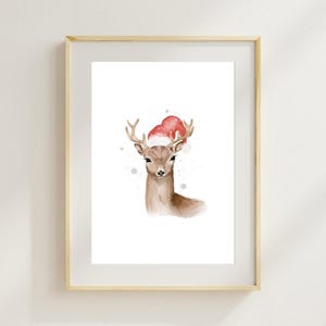 Arte de renos navideños / Decoración navideña de moda / Decoración navideña / Arte mural / Impresión digital
