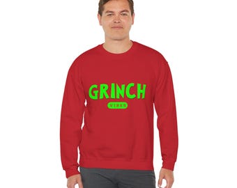 Grinch Vibes Sweatshirt - Unisex Cozy Crewneck, Christmas Apparel, Holiday Gifts, Fun Festive Fashion, Family Matching Wear