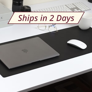 Leather Desk Mat, Custom Leather Desk Pad, Large Leather Mousepad , Gift for Coworker, Green Desk Mat, Personalized Desk Mat