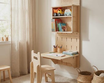 Montessori Kids Desk | Adjustable Height Maple Plywood Desk| Homeschool
