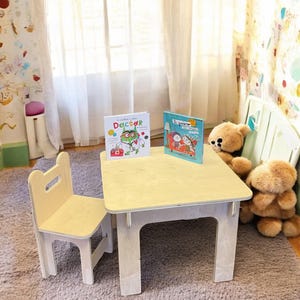 Montessori Kids Table and Chair Set | Unfinished Maple Plywood
