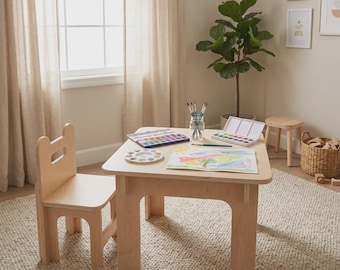 Montessori Kids Table and Chair Set | Unfinished Maple Plywood