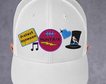 Gorra de camionero inspirada en Huntr/x con parche en capas / Gorra inspirada en K-Pop Hunters / Gorra de béisbol personalizable y regalo para fans