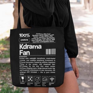 Kdrama Ingredients Tote Bag | Funny Drama Fan Gift | Spoilers Tears Plot Twist Chaos Design | Asian Drama Lover Shopping Bag