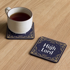 Cork Coaster High Lord | Sarah J Maas Book Lover Gift | Fantasy Reading Fan Drinkware & Collectible Home Accessory