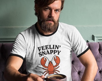 Feelin 'Snappy Hummer Ringer T-Shirt, lustiges Küstengrafik Shirt, Retro nautisches T-Shirt, Fischliebhaber Geschenk, Vintage Strand T-Shirt