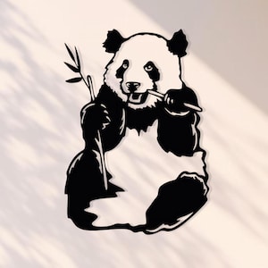 Panda, Piękna panda, Zabawna panda, Drewniana dekoracja ścienna, Drewniana sztuka ścienna, Dekoracja ścienna, Sztuka ścienna, Dekoracja domu, Dekoracja salonu, Prezent urodzinowy.