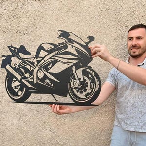 Tableau Kawasaki ninja zx6r, Tableau ninja Kawasaki, Tableau Kawasaki zx6r, moto, moto de sport, décoration murale en bois et décoration murale