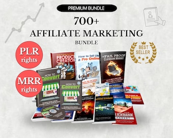 Paquete con más de 700 PLR, paquete definitivo de ebooks, paquete de videos, paquete de cursos para marketing de afiliados, derechos de revendedor, PLR, ebook con MRR