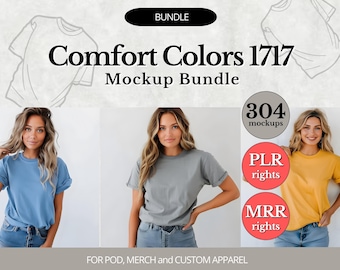 Comfort Colors 1717 Mockup Bundle: Oversized T-Shirt, Front & Back (322 JPG, PLR/MRR)