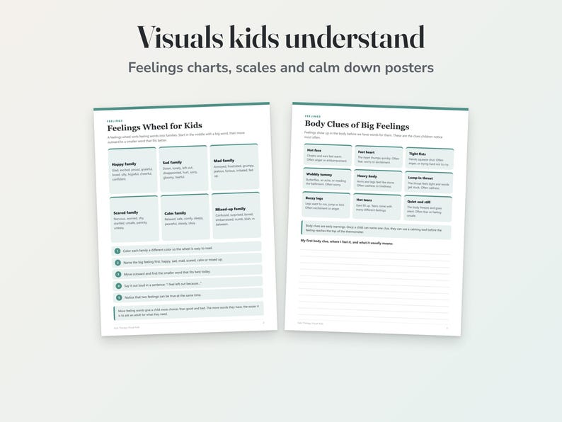 Visual Aids Rintable PLR Kids Therapy Handouts and Visual Aids With Resell Rights, Child ...