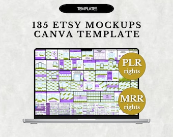 135 Editable Etsy Listing Mockup Canva Templates – PLR Bundle for Printables, Planners & More | Mockup PLR, Canva Mockup, PLR Templates