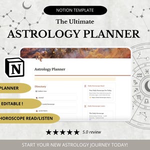 Diario de Tarot Notion 2025 y Planificador Digital, PLR, MRR / Lectura de Tarot Notion, Seguimiento del Horóscopo - Registro Astrológico