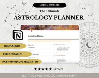 Notion Astrology Planner 2025: Tarot Journal & Horoscope Tracker (Digital Download)