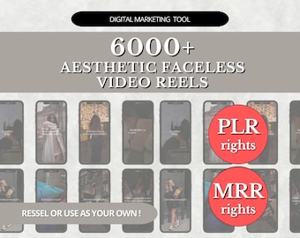 6000+ Aesthetic Faceless Video Reels + Story MRR & PLR resell | Affiliate Marketing, Email, Social Media mrr DFY Instagram Templates Digital
