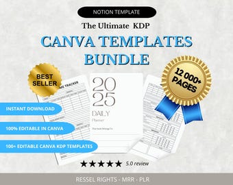 Canva KDP Templates Bundle: PLR Journals, Planners, Logbooks