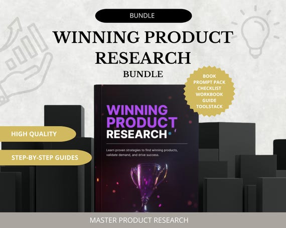 Winning Product Research Marketing Bundle | Ebook, Workbook, Checklist & Tools for Validating Profitable Ideas