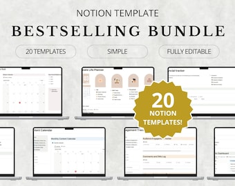 20 PLR MRR Notion Template Bundle Life & Business Planner Goal Tracker Task Manager Habit Tracker Content Creation Student Planner