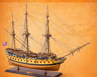 HMS Bellona Wooden Ship Model Plans, 1:60 Scale (Instant Download)