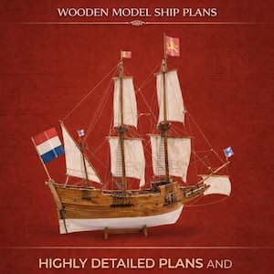 Half Moon Wooden Ship Model Plans, 1:60 Scale (Instant Download)